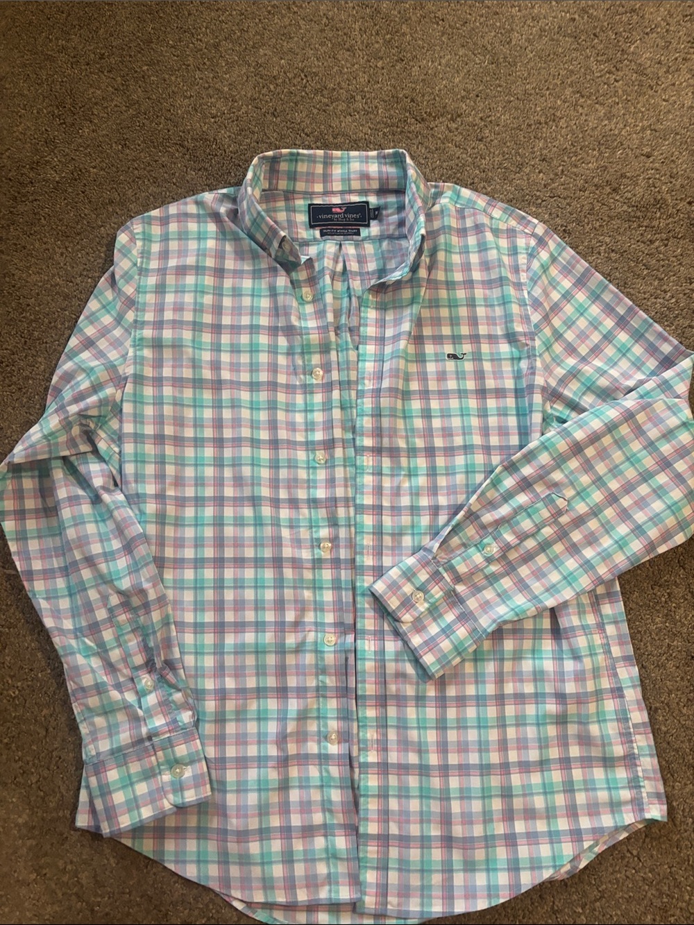Vineyard Vines Pastel Plaid Button-Down Shirt in Blue, Green, Pink